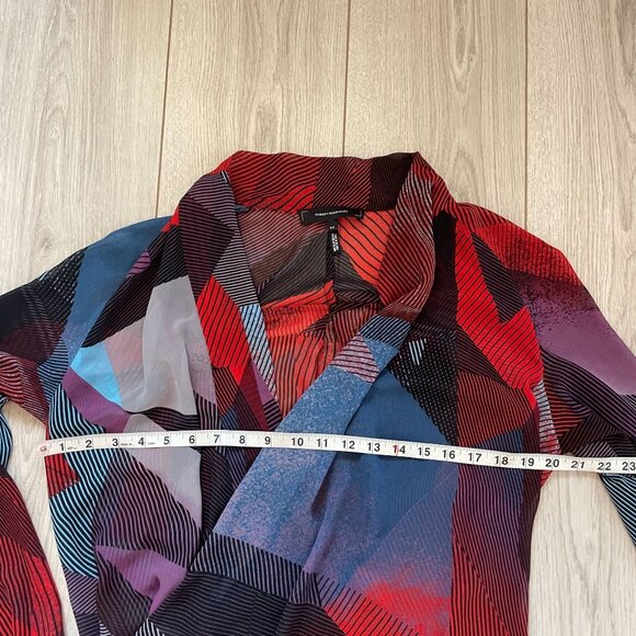 Robert Rodriguez Brooke Overlay Faux Wrap Mini Dress Tunic Women’s Medium Geomet - Picture 6 of 9